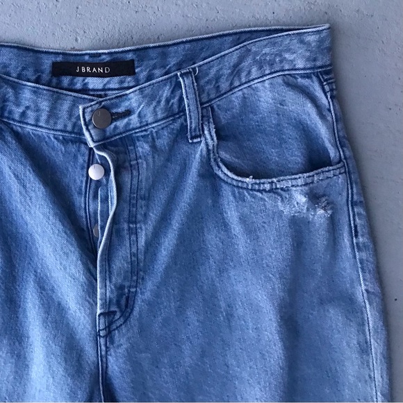 J BRAND Button Fly Ripped Polka Dot Distrusted Frayed Raw Hem Cropped Jeans - Picture 5 of 9